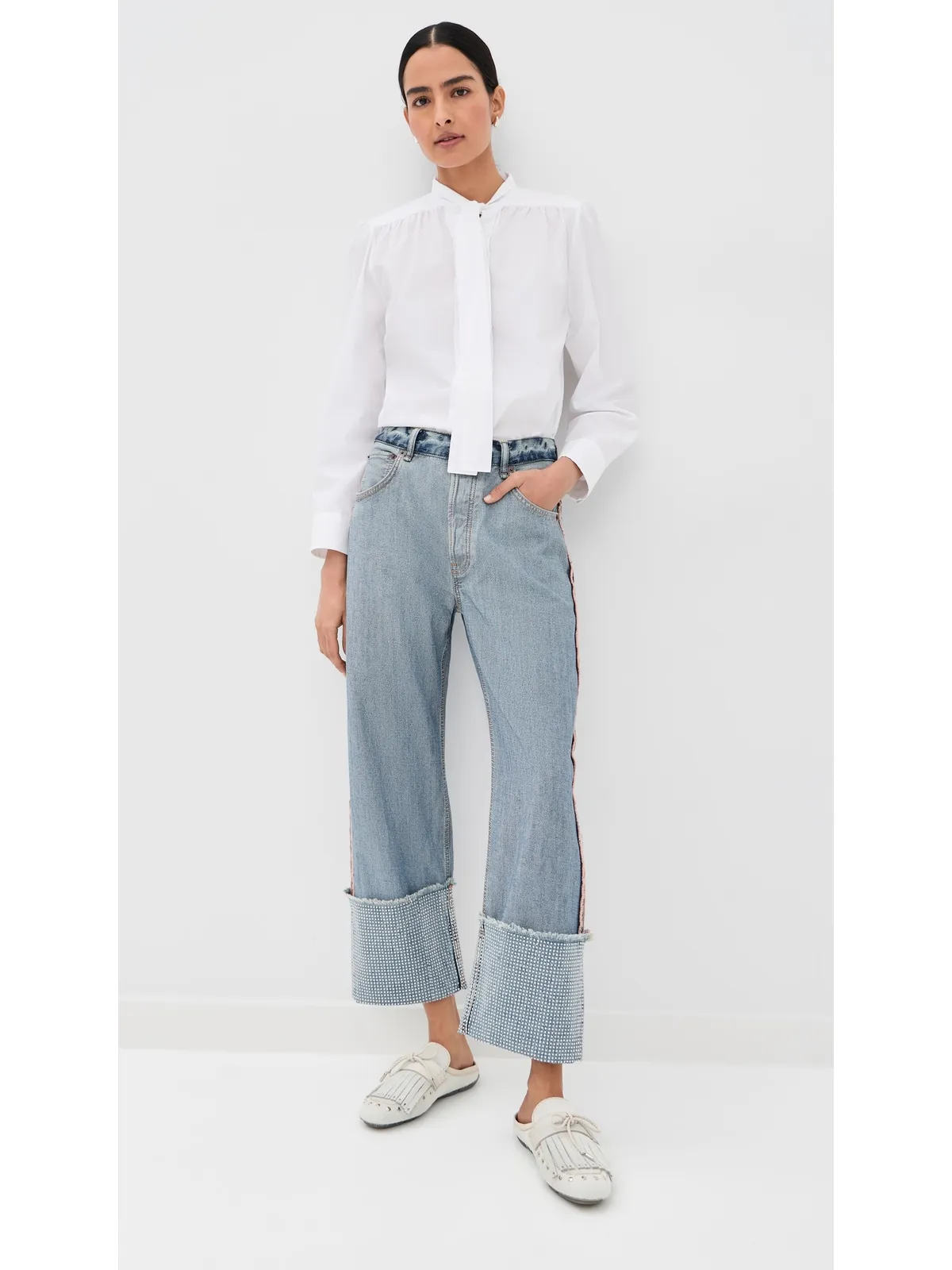 Acne Studios カフ付きデニムパンツ ミッドブルー - 画像2
