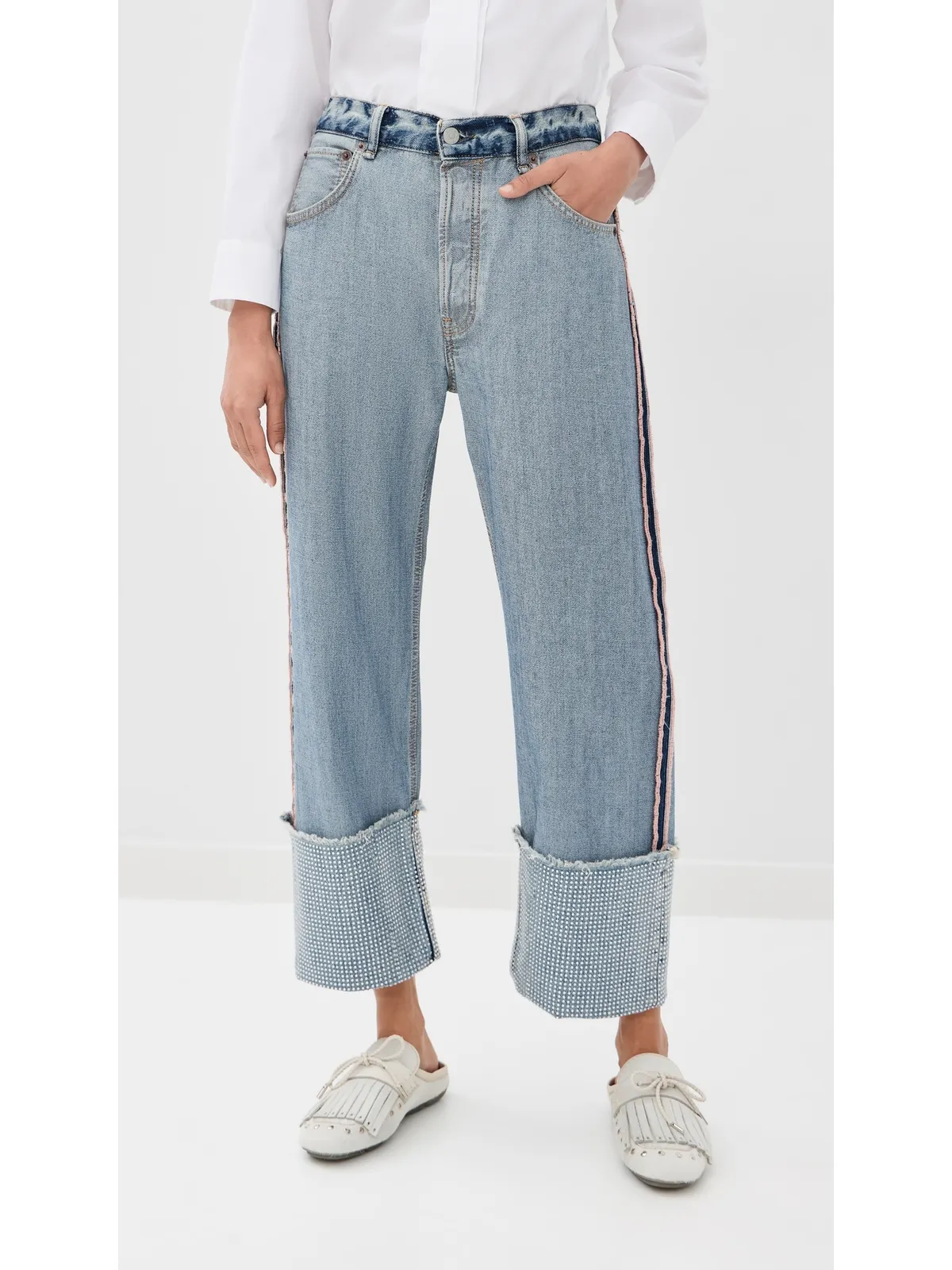 Acne Studios カフ付きデニムパンツ ミッドブルー - 画像3