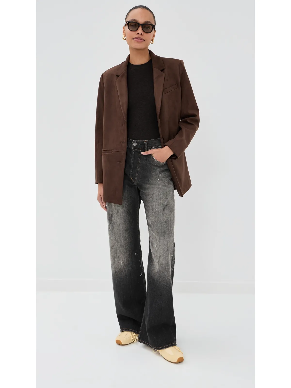 Acne Studios デニムパンツ ペイント風ダメージ加工 ブラック - 画像5