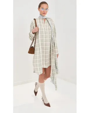 Acne Studios チェック柄チュニックドレス グリーン/ブルー - サムネイル5