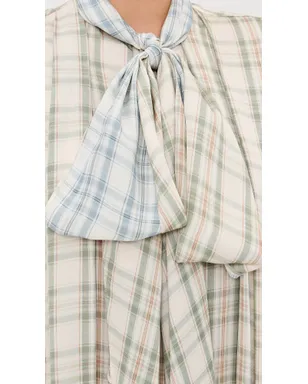 Acne Studios チェック柄チュニックドレス グリーン/ブルー - サムネイル6