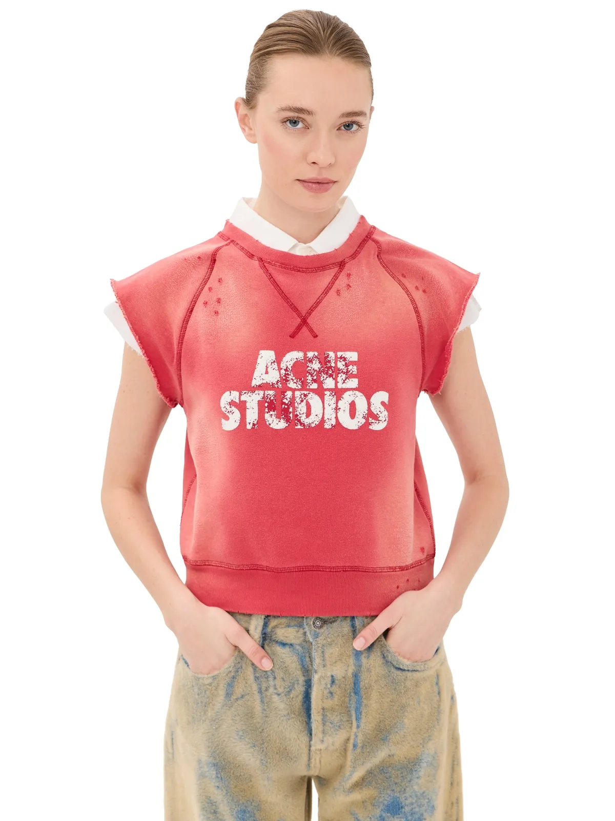 Acne Studios 半袖スウェットシャツ レッド/ホワイト M - 画像1