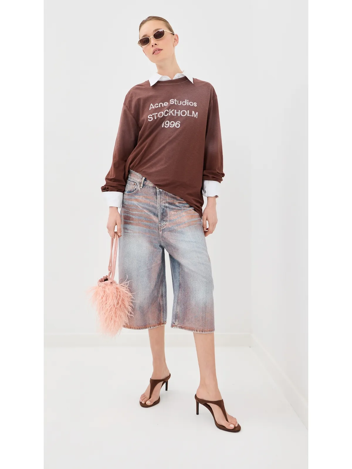 Acne Studios デニムショーツ ローズコッパー/ライトブルー - 画像2