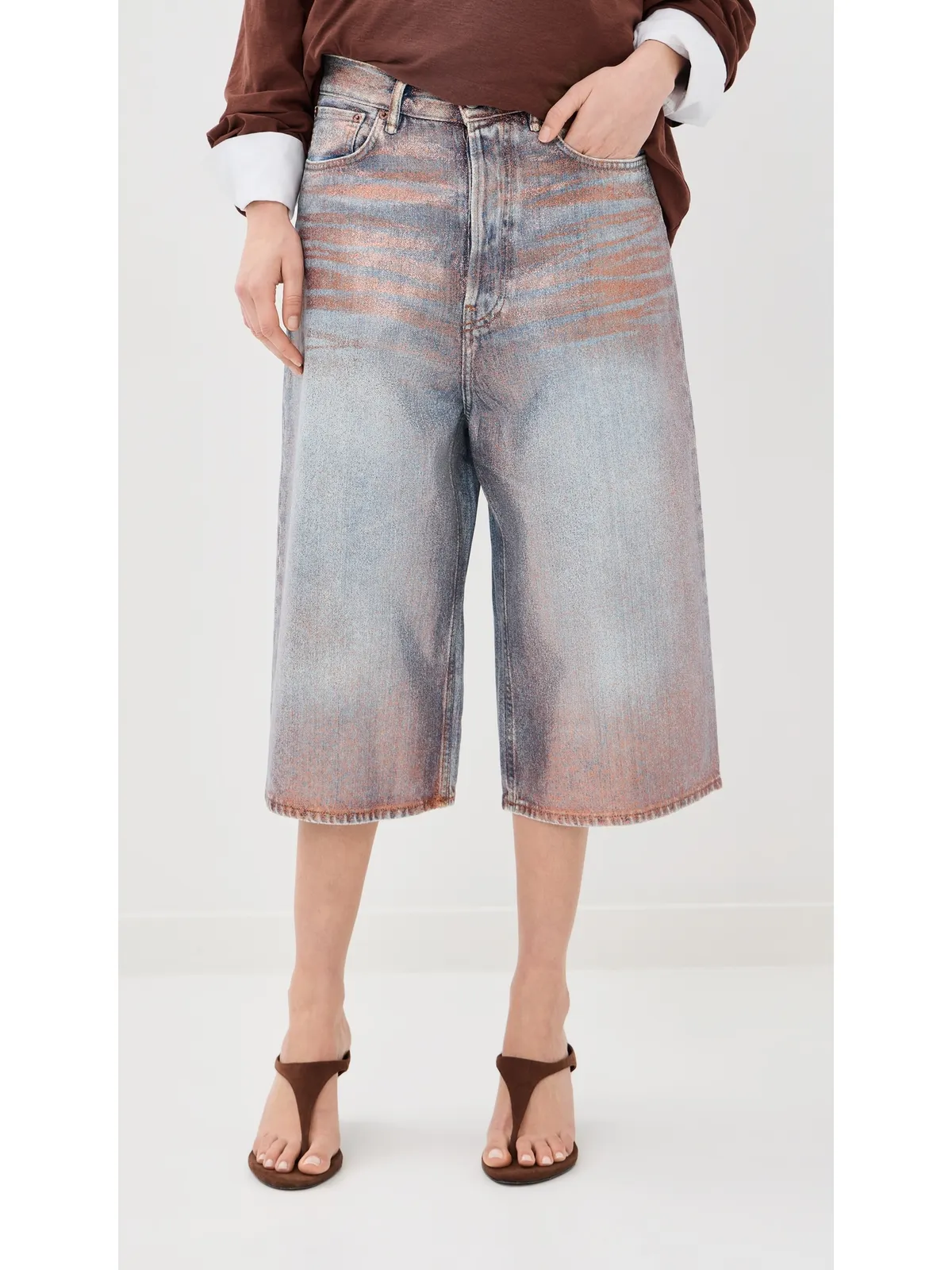 Acne Studios デニムショーツ ローズコッパー/ライトブルー - 画像3