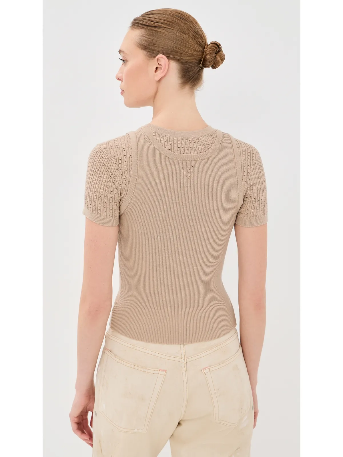 Acne Studios 薄手リブ編みTシャツ ベージュ - 画像3