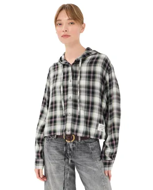 Acne Studios フランネルフーデッドトップ ブラック/グリーン - サムネイル1