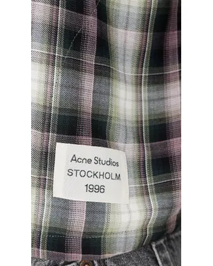 Acne Studios フランネルフーデッドトップ ブラック/グリーン - サムネイル6