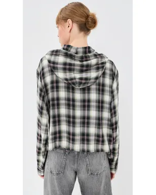 Acne Studios フランネルフーデッドトップ ブラック/グリーン - サムネイル3