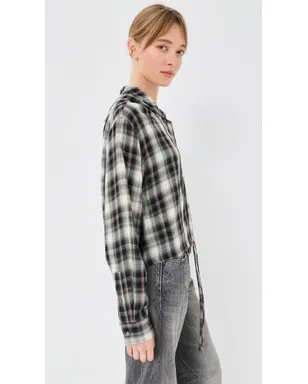 Acne Studios フランネルフーデッドトップ ブラック/グリーン - サムネイル4