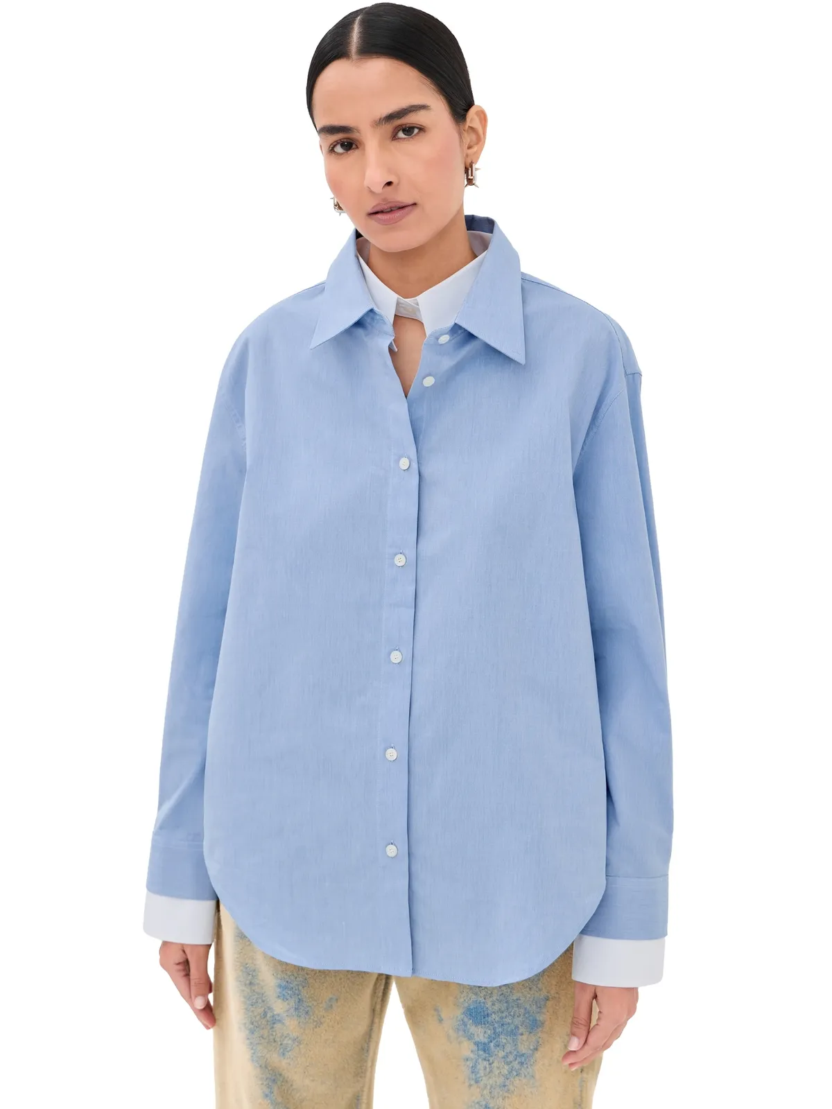 ビンテージ Acne Studios ボタンダウントップ ライトブルー/ホワイト - 画像1