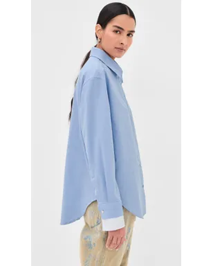 ビンテージ Acne Studios ボタンダウントップ ライトブルー/ホワイト - サムネイル4