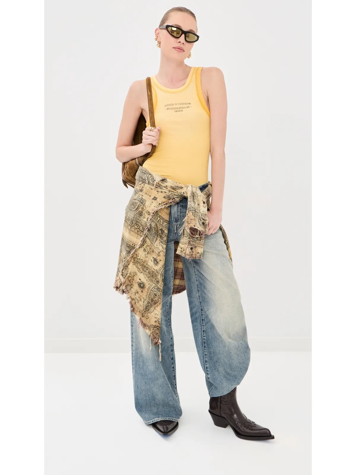 Acne Studios ノースリーブ Tシャツ ライトイエロー - 画像5