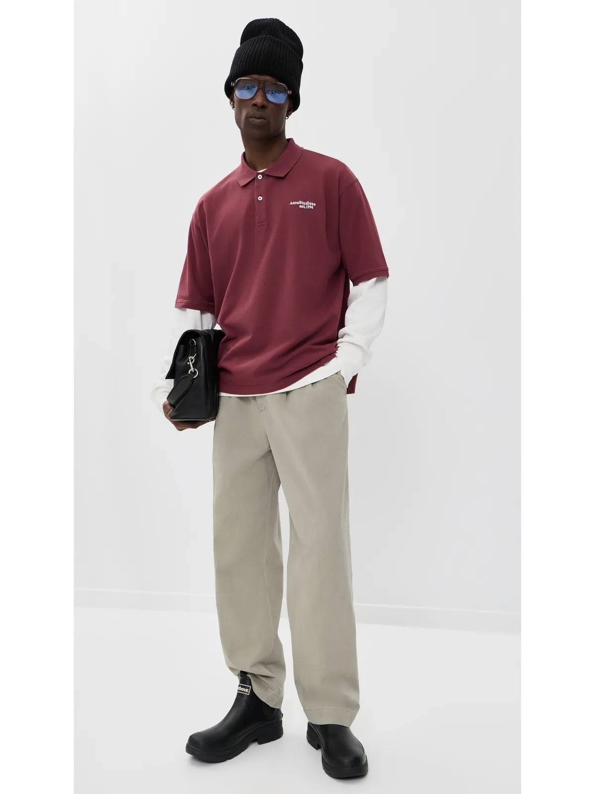 Acne Studios エグネス ワーン ポロ マルーンレッド - 画像5
