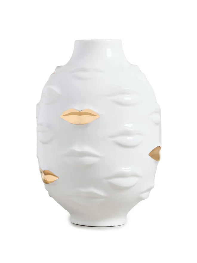 Jonathan Adler Jonathan Adler ギルデッド・ガラ ラウンド花瓶 ホワイト/ゴールドの商品画像