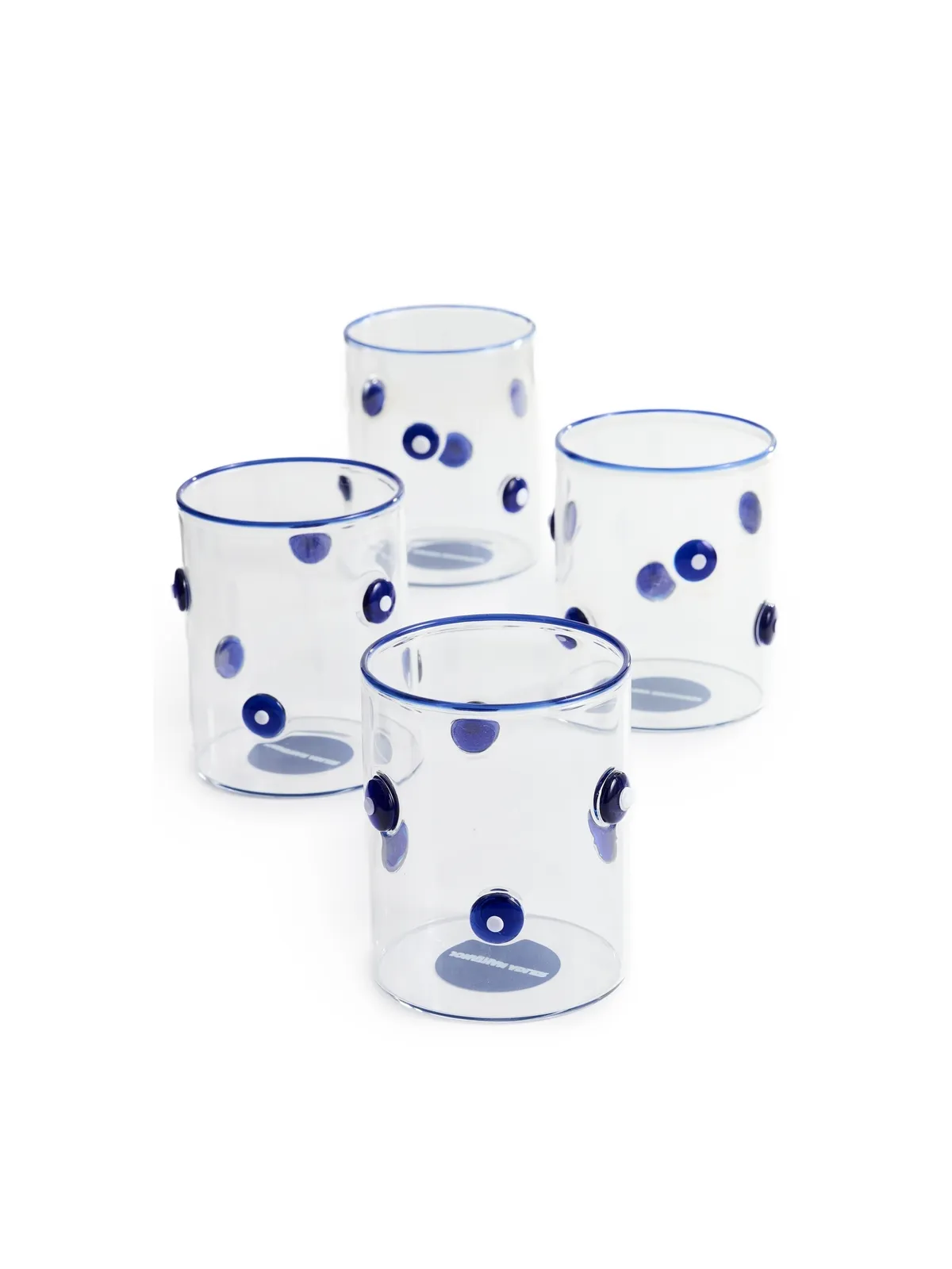 Jonathan Adler ボックスド・ドッティ ロックスグラス ブルー - 画像1