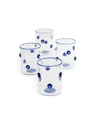 Jonathan Adler ボックスド・ドッティ ロックスグラス ブルー - サムネイル1
