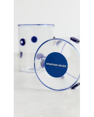 Jonathan Adler ボックスド・ドッティ ロックスグラス ブルー - サムネイル5