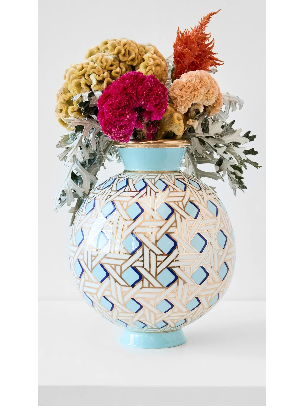 Jonathan Adler バスケットウェーブ ラウンド花瓶 ブルー - 画像2