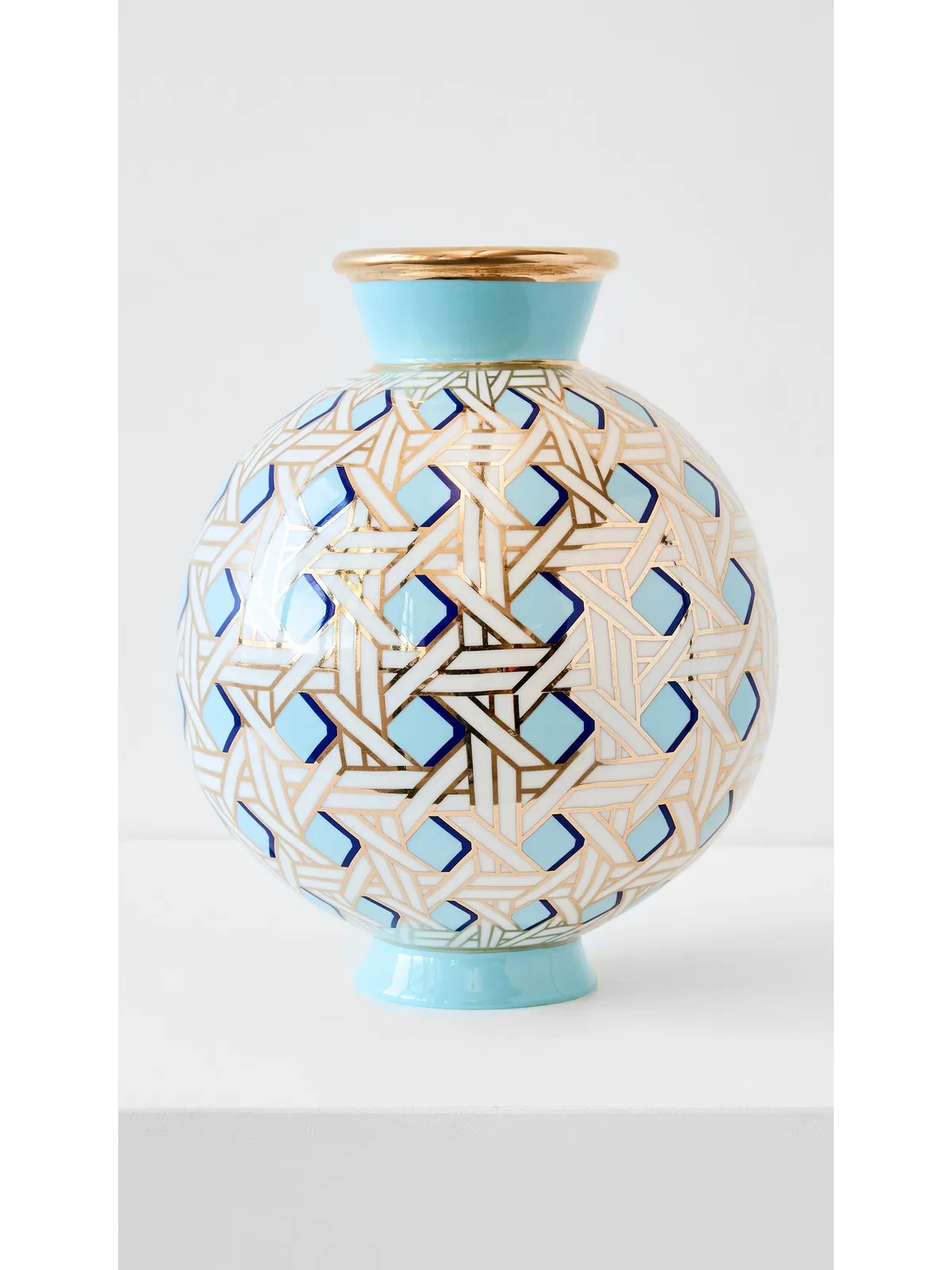 Jonathan Adler バスケットウェーブ ラウンド花瓶 ブルー - 画像3