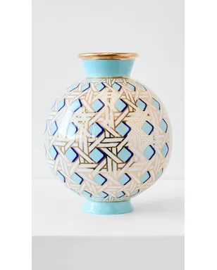 Jonathan Adler バスケットウェーブ ラウンド花瓶 ブルー - サムネイル3