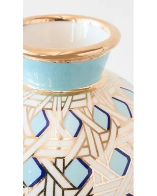 Jonathan Adler バスケットウェーブ ラウンド花瓶 ブルー - サムネイル4
