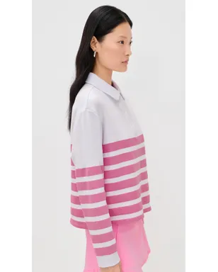 Addison Bay ベティ ラグビー スウェットシャツ バブルガム Cabana ストライプ - サムネイル4