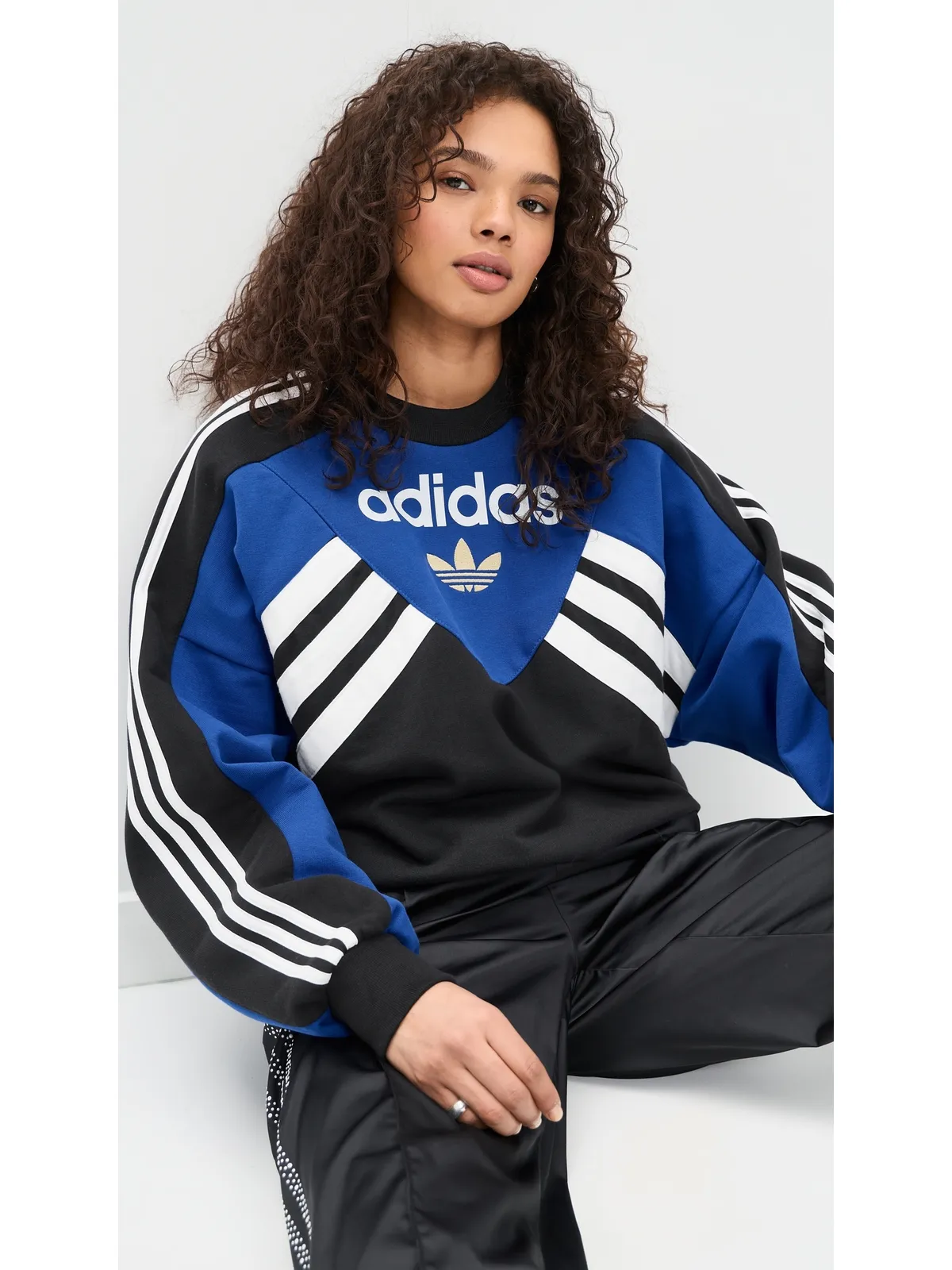 adidas クルー ネック カットライン ロイヤルブルー/ブラック - 画像2