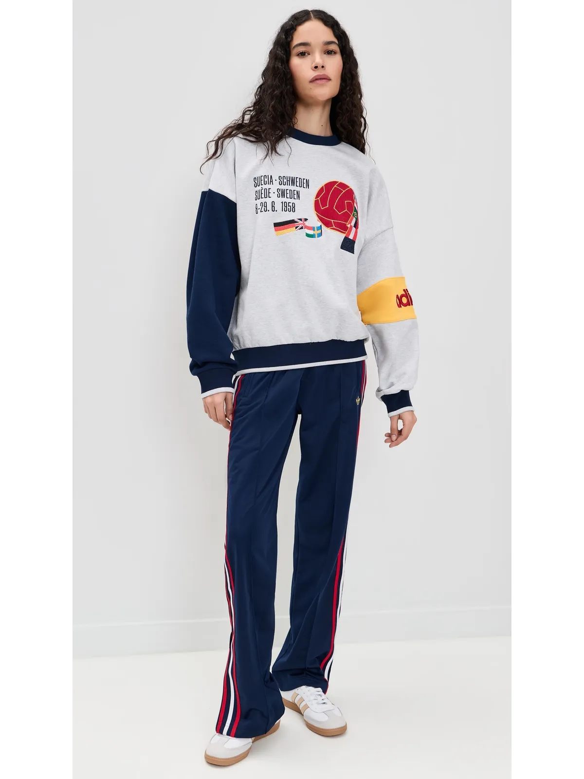 adidas Sweden World Cup クルー スウェットシャツ ライトグレー ヘザー/ナイトインディゴ - 画像5