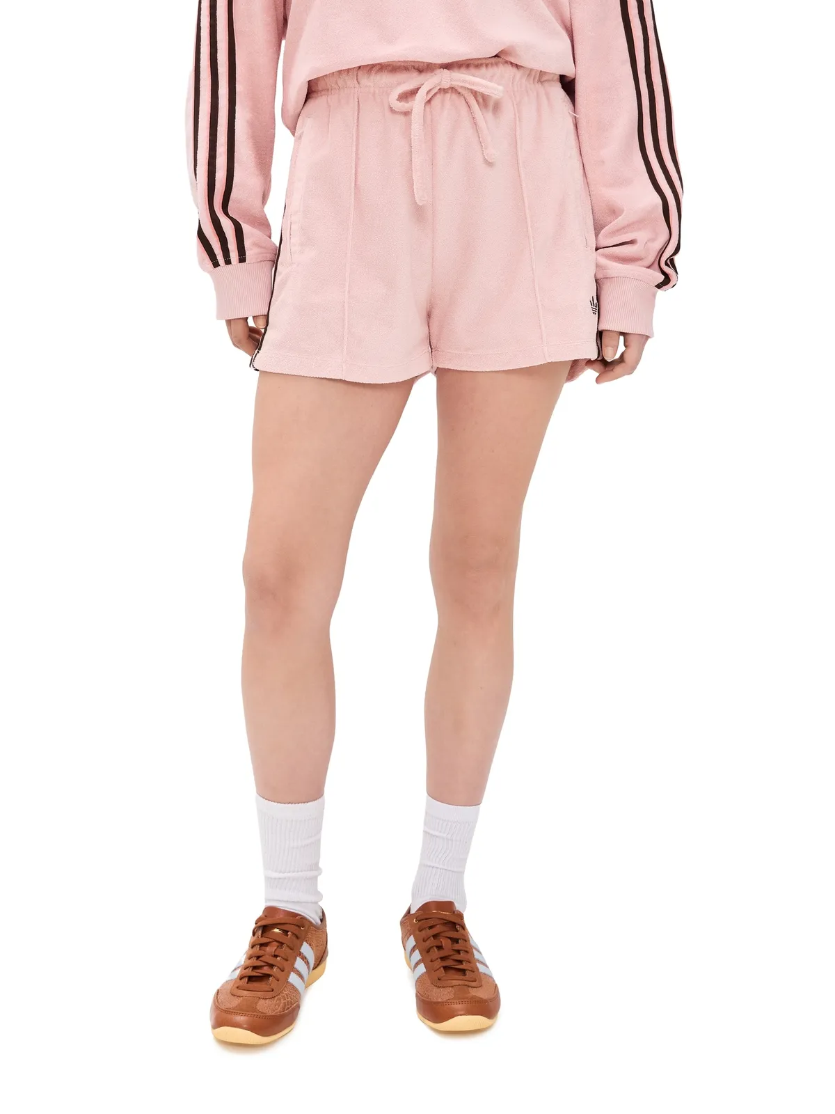 adidas テリークロスショーツ サンディピンク - 画像1