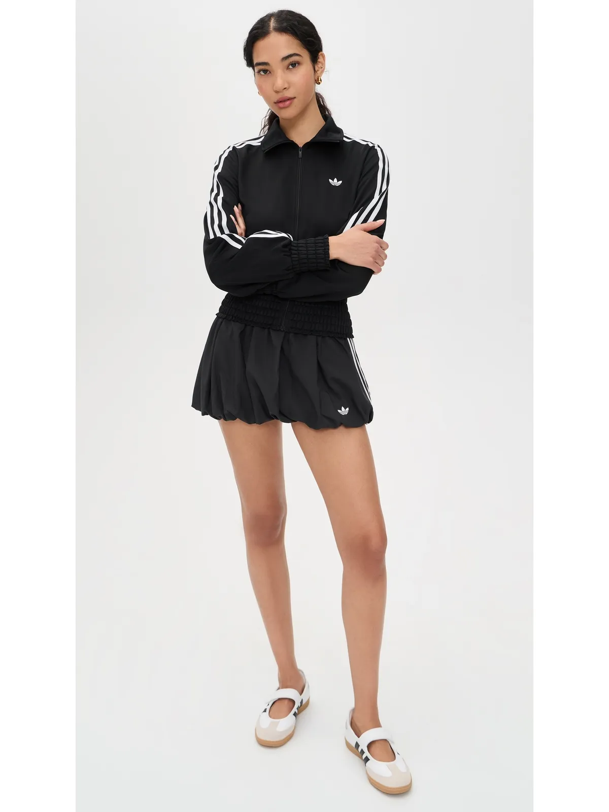 adidas スモック入りファイアバード トラックトップ ブラック M - 画像5