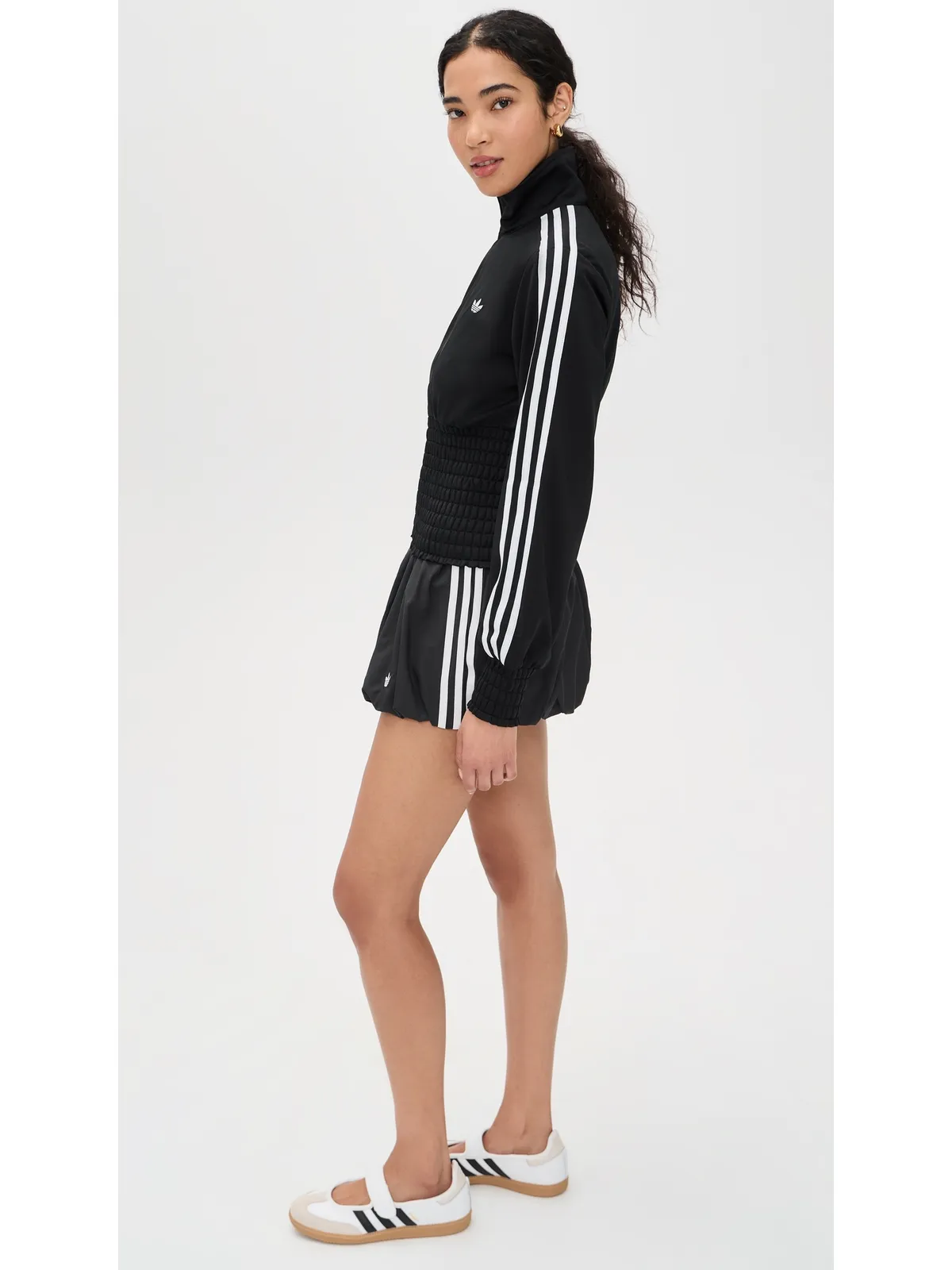 adidas スモック入りファイアバード トラックトップ ブラック M - 画像4