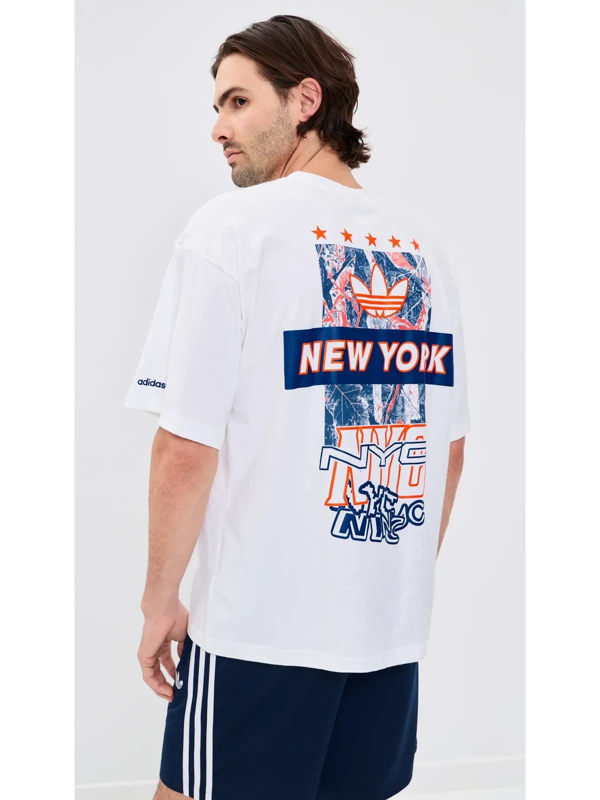 adidas NYシティTシャツ ホワイト/ブルー - 画像3