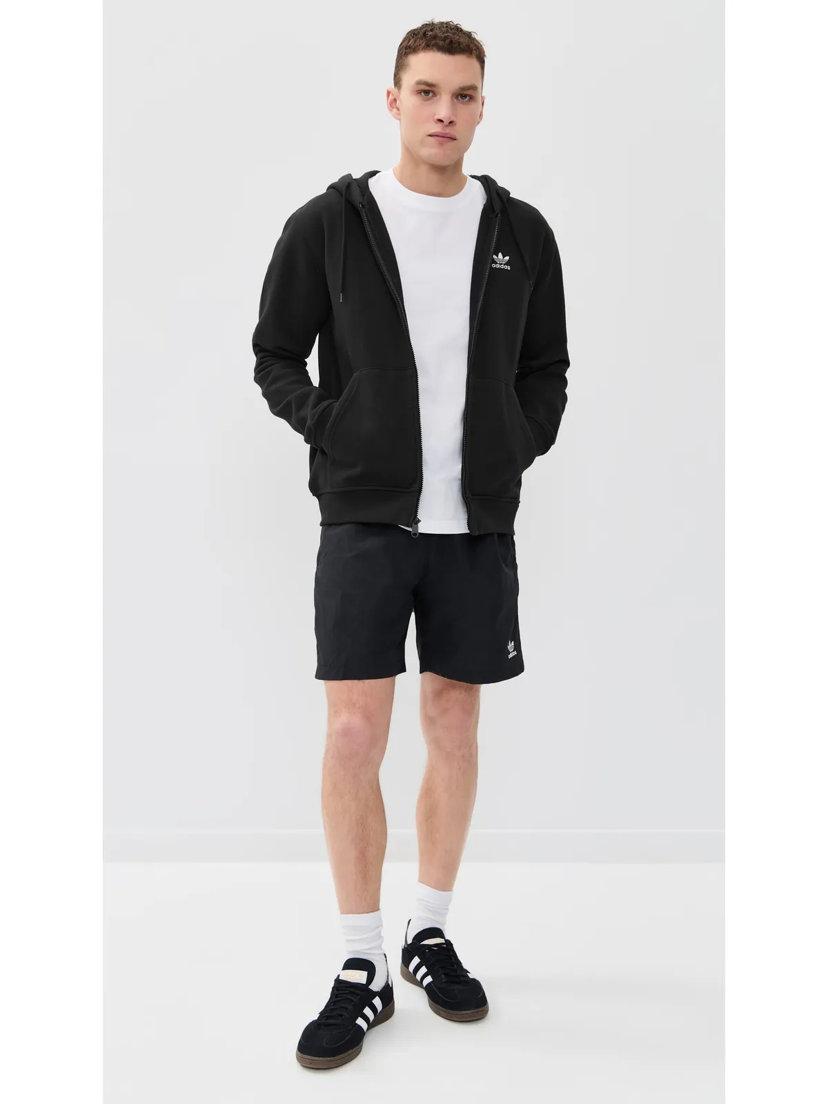 adidas トレフォイル エッセンシャルズ フルジップフーディー ブラック M - 画像5