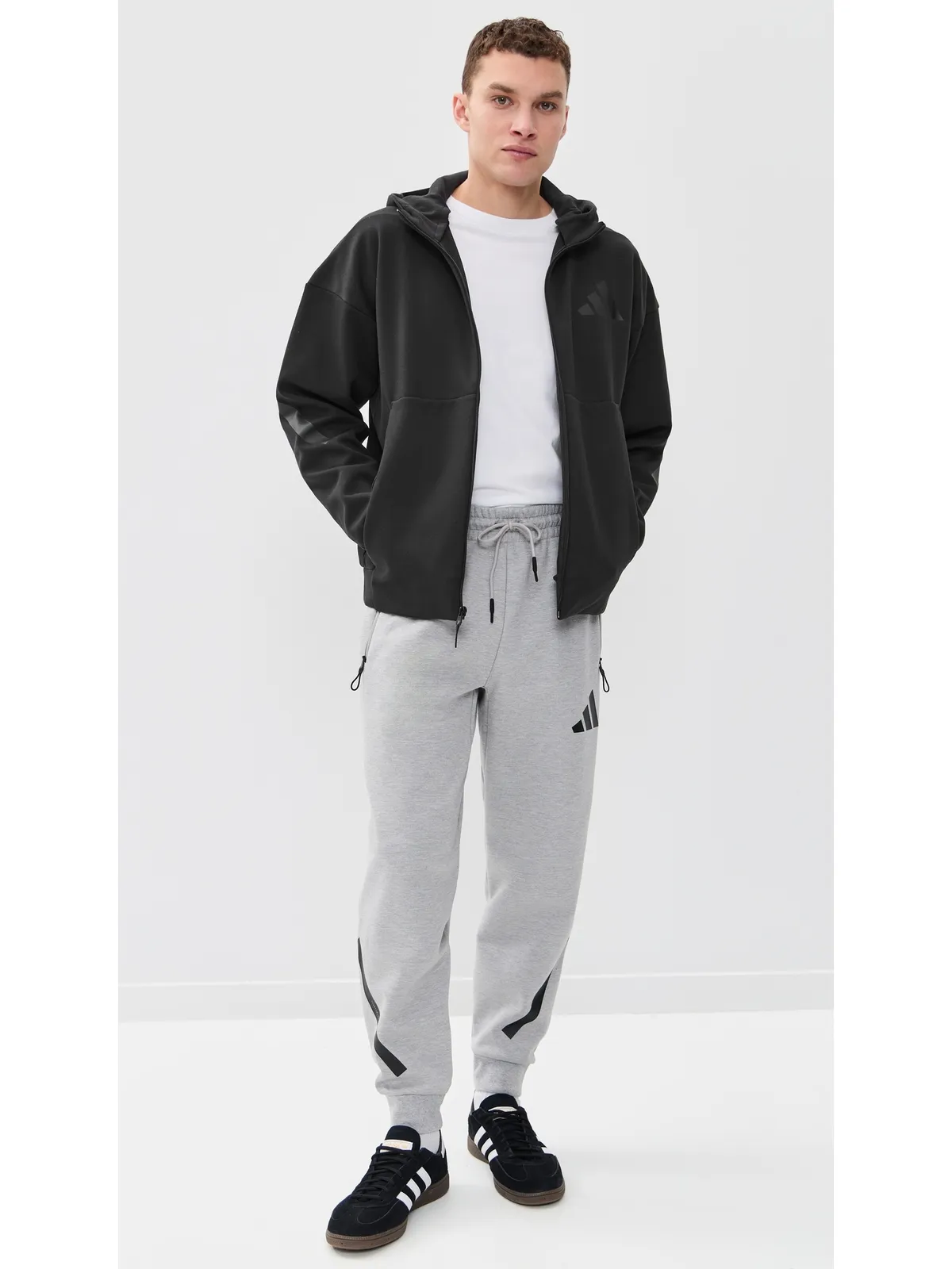 adidas Z.N.E. フルジップ スウェットシャツ ブラック M - 画像5