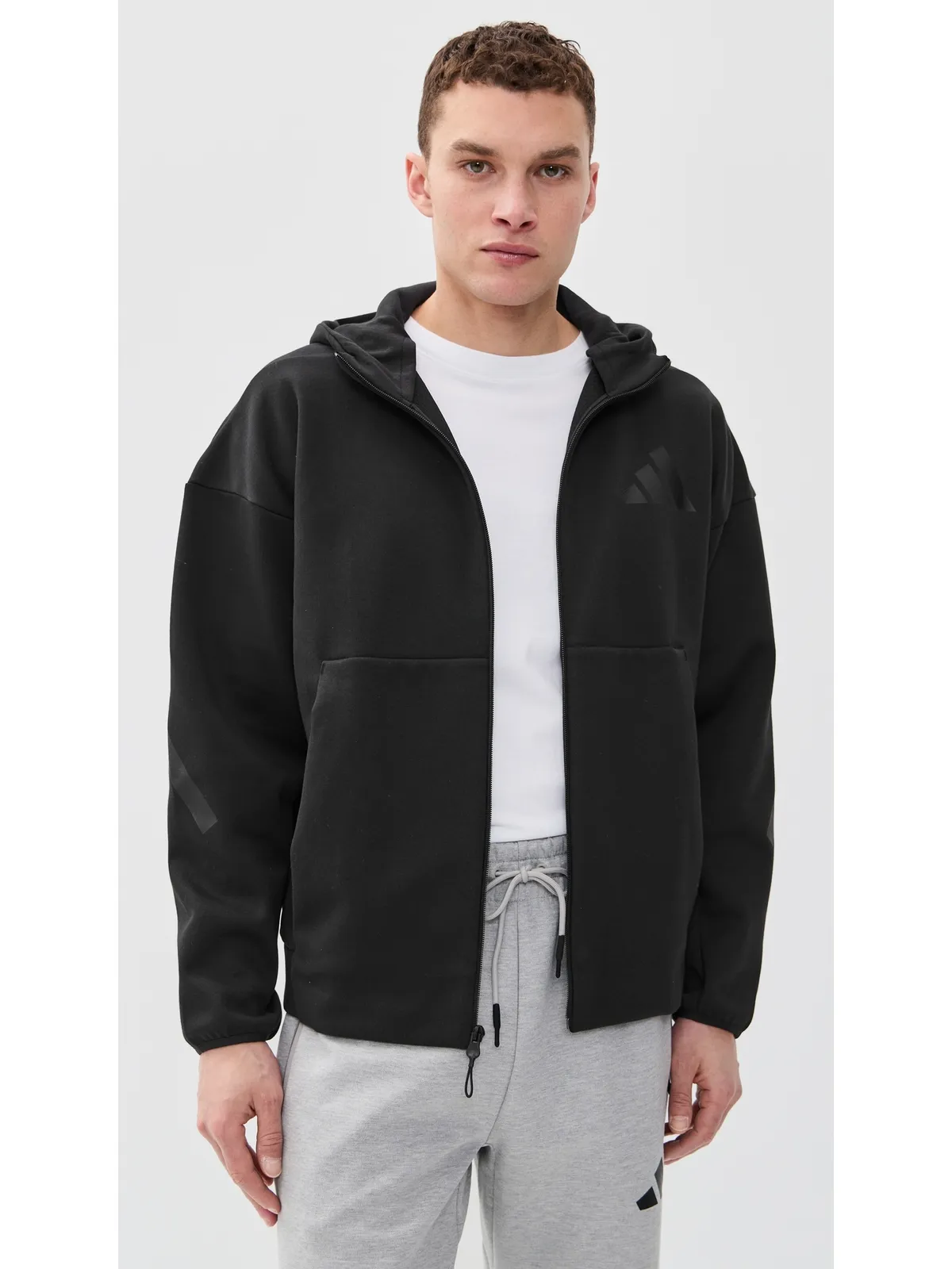 adidas Z.N.E. フルジップ スウェットシャツ ブラック M - 画像2