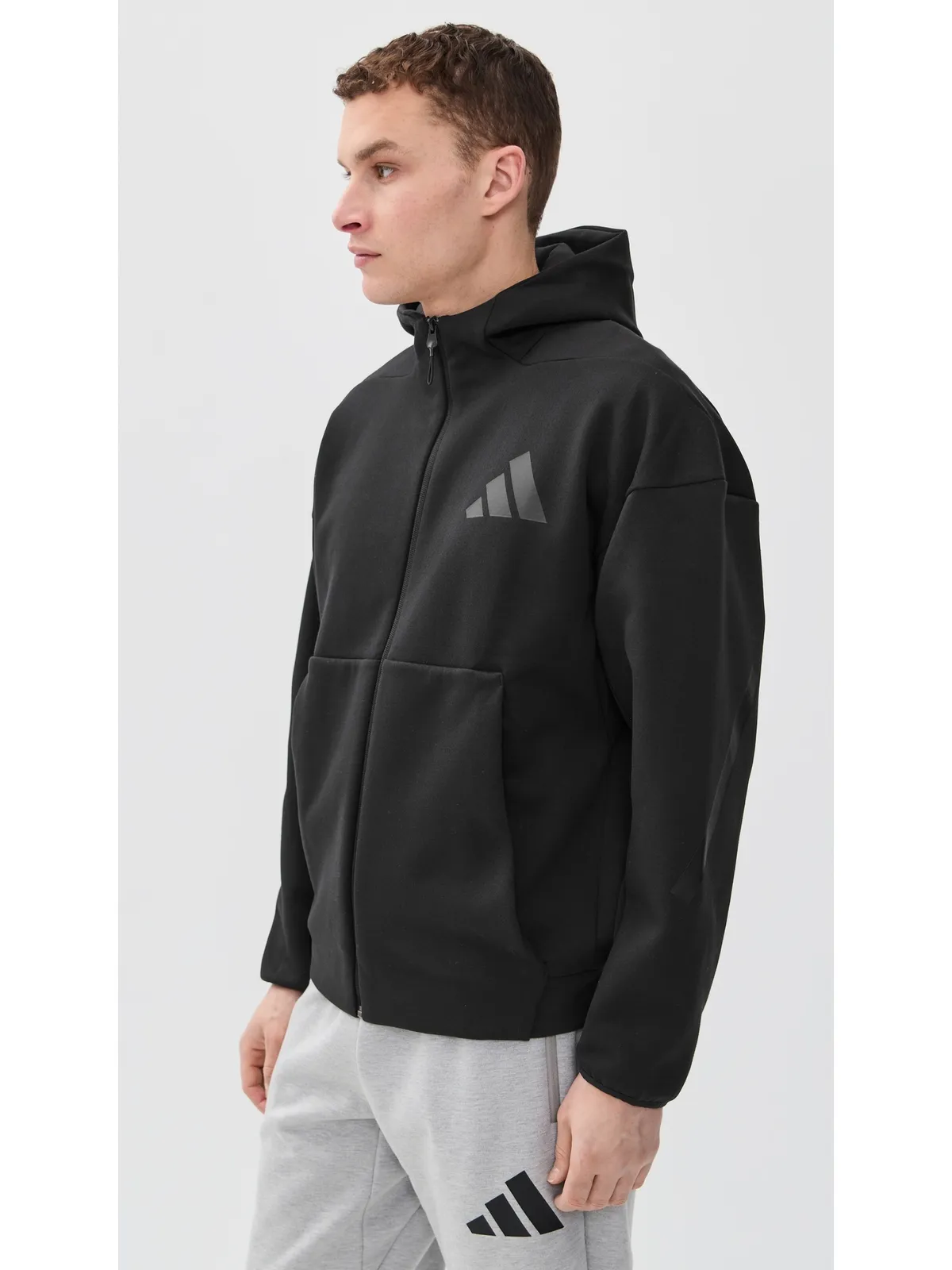 adidas Z.N.E. フルジップ スウェットシャツ ブラック M - 画像4