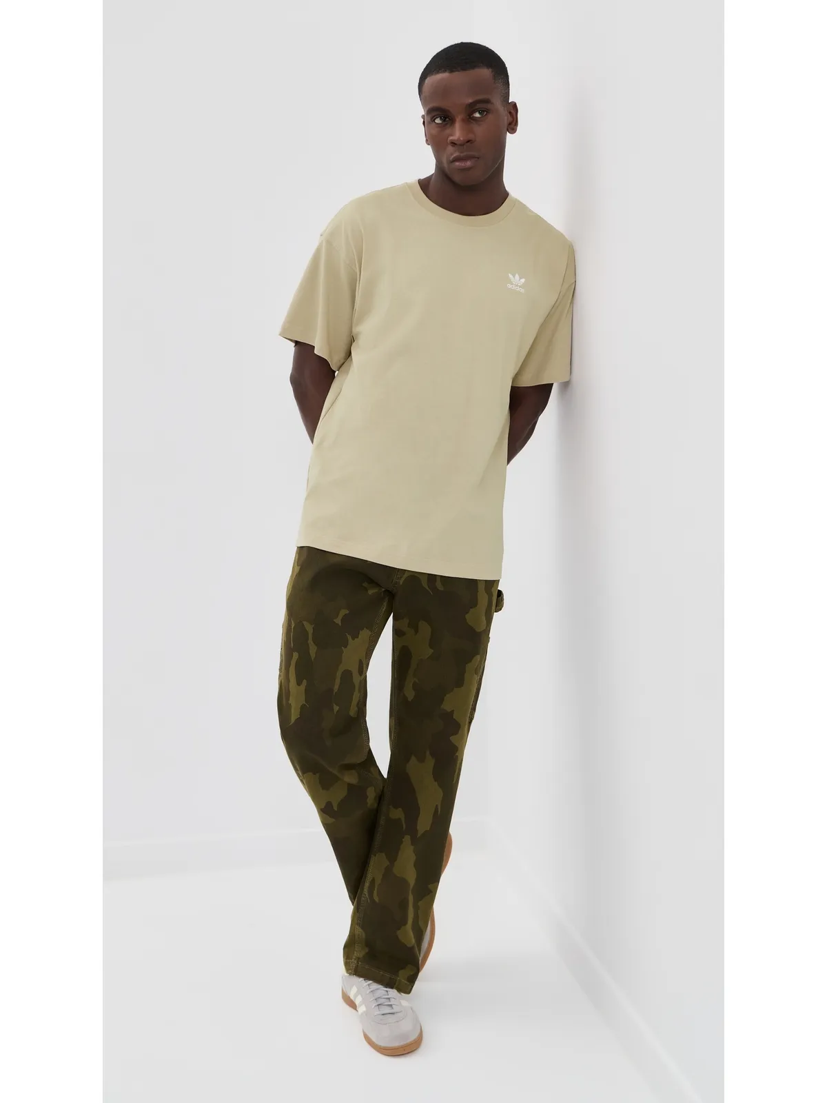 adidas Trefoil Essentials オーバーサイズTシャツ ストーンカーキ M - 画像5