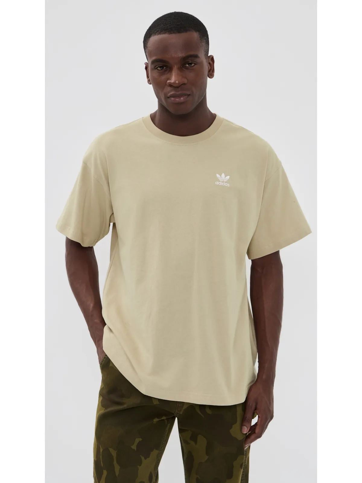 adidas Trefoil Essentials オーバーサイズTシャツ ストーンカーキ M - 画像2