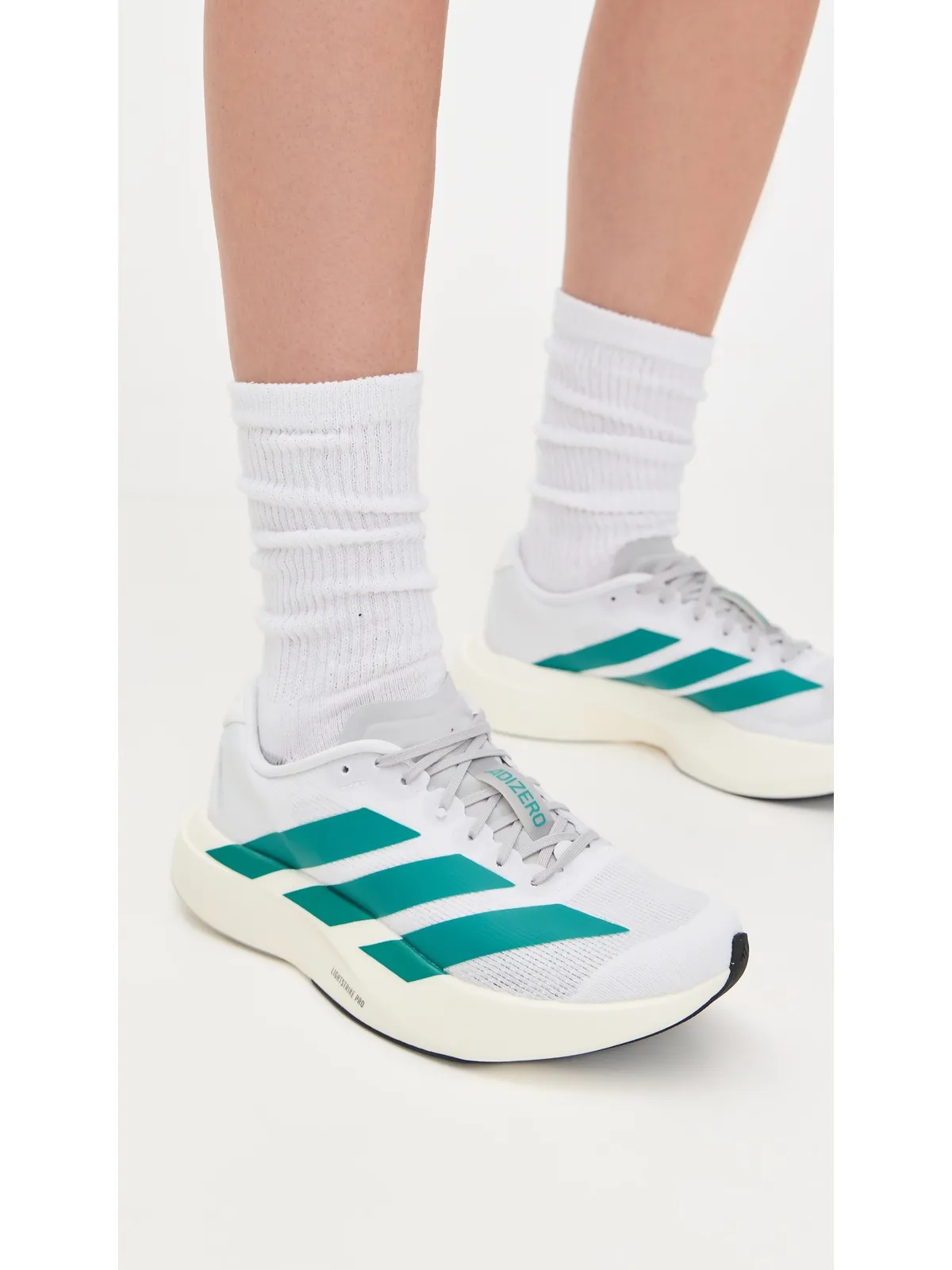 adidas アディゼロ EVO SL スニーカー ホワイト/ピュアティール - 画像3