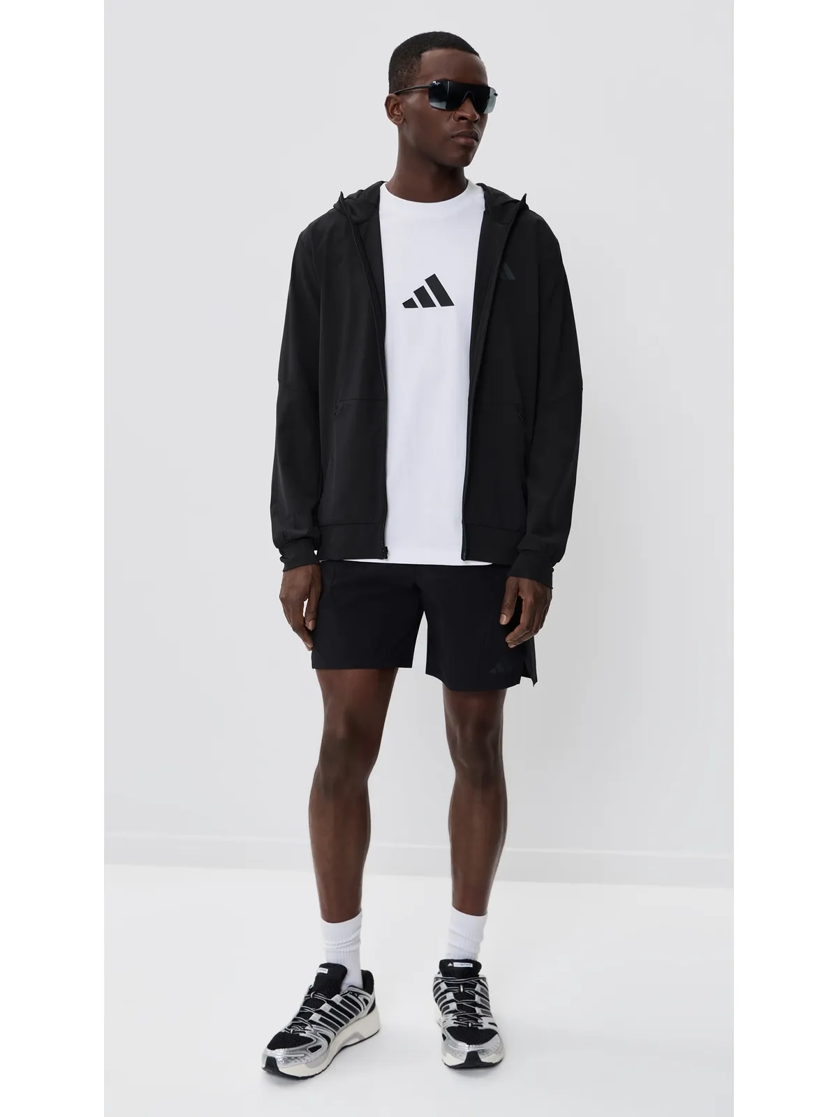adidas ワークアウト フルジップ スウェットシャツ ブラック - 画像5