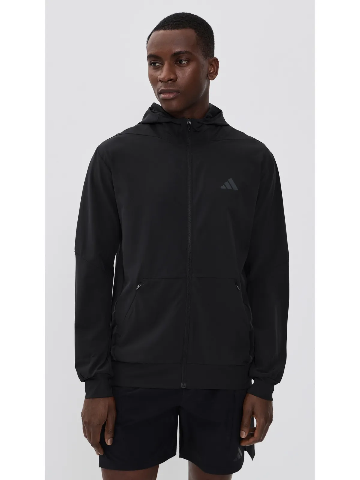 adidas ワークアウト フルジップ スウェットシャツ ブラック - 画像2