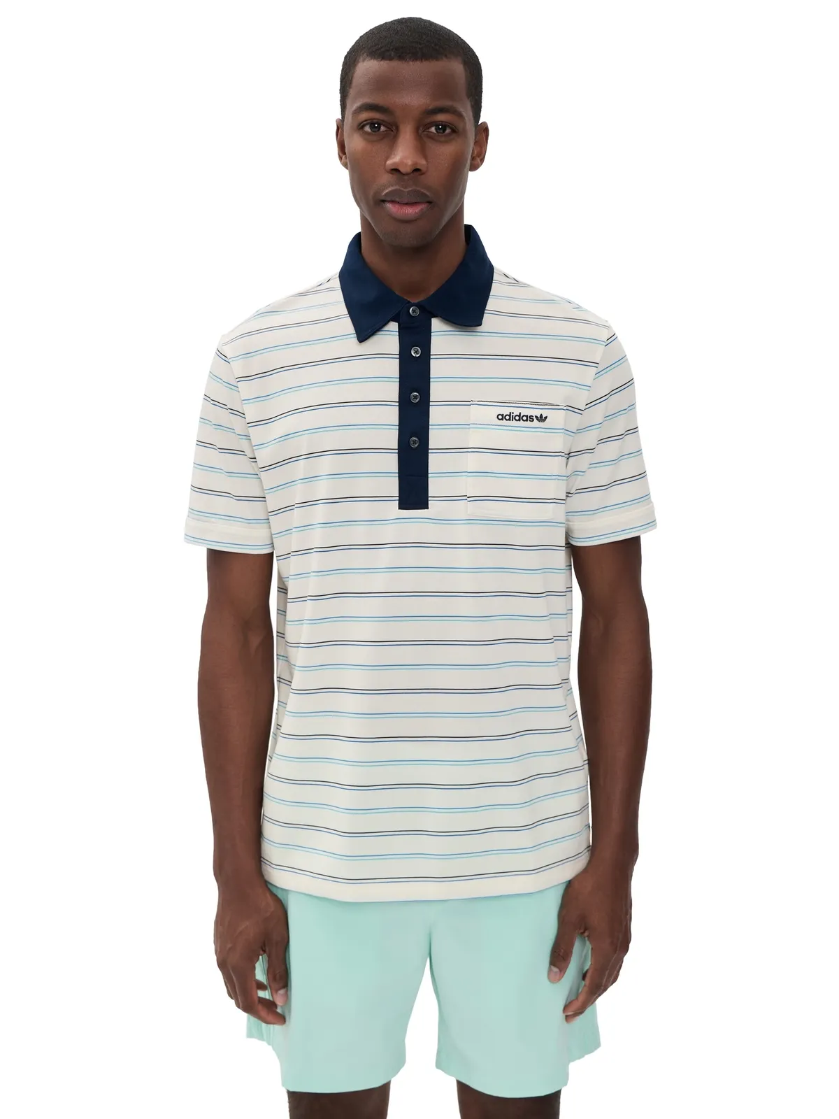 Adidas Golf ストライプポロシャツ - 画像1