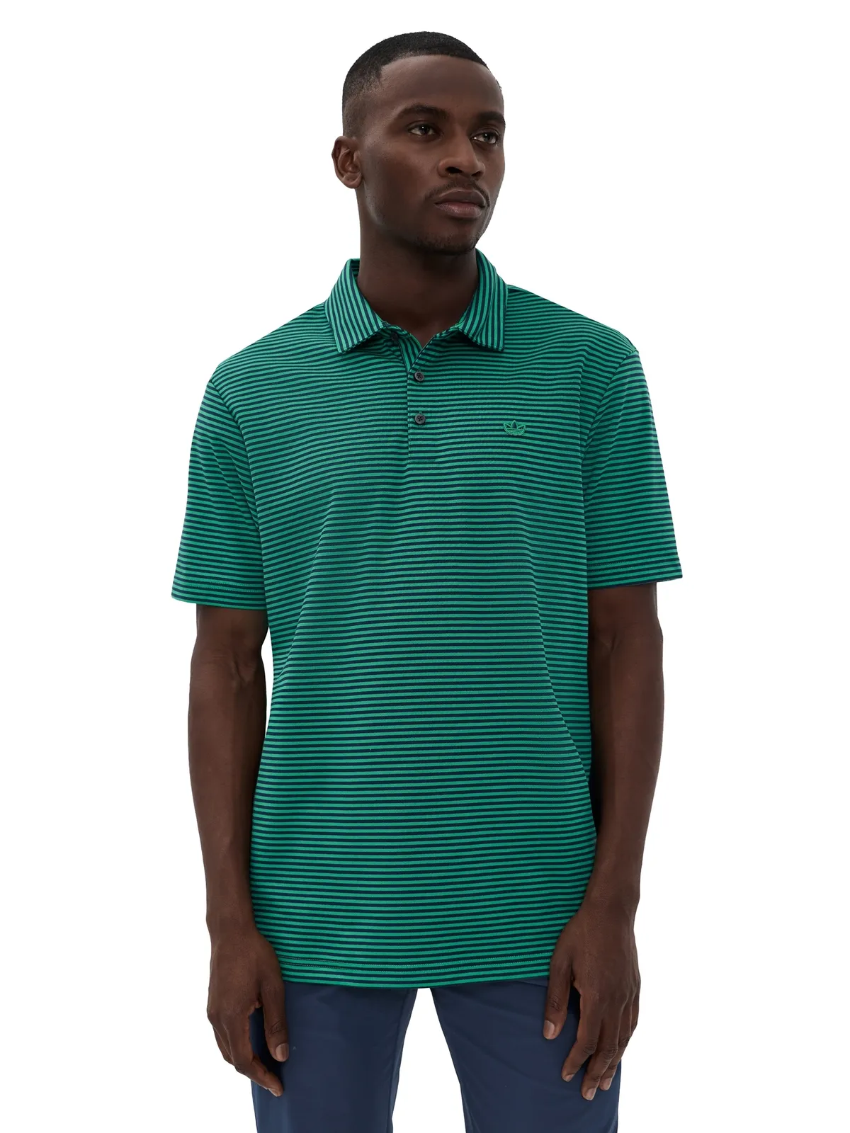 Adidas Golf ストライプ柄ピケポロシャツ - 画像1
