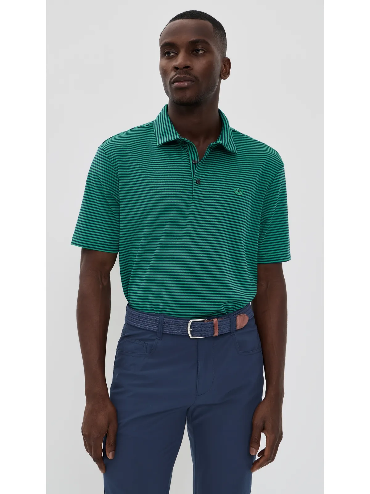 Adidas Golf ストライプ柄ピケポロシャツ - 画像2
