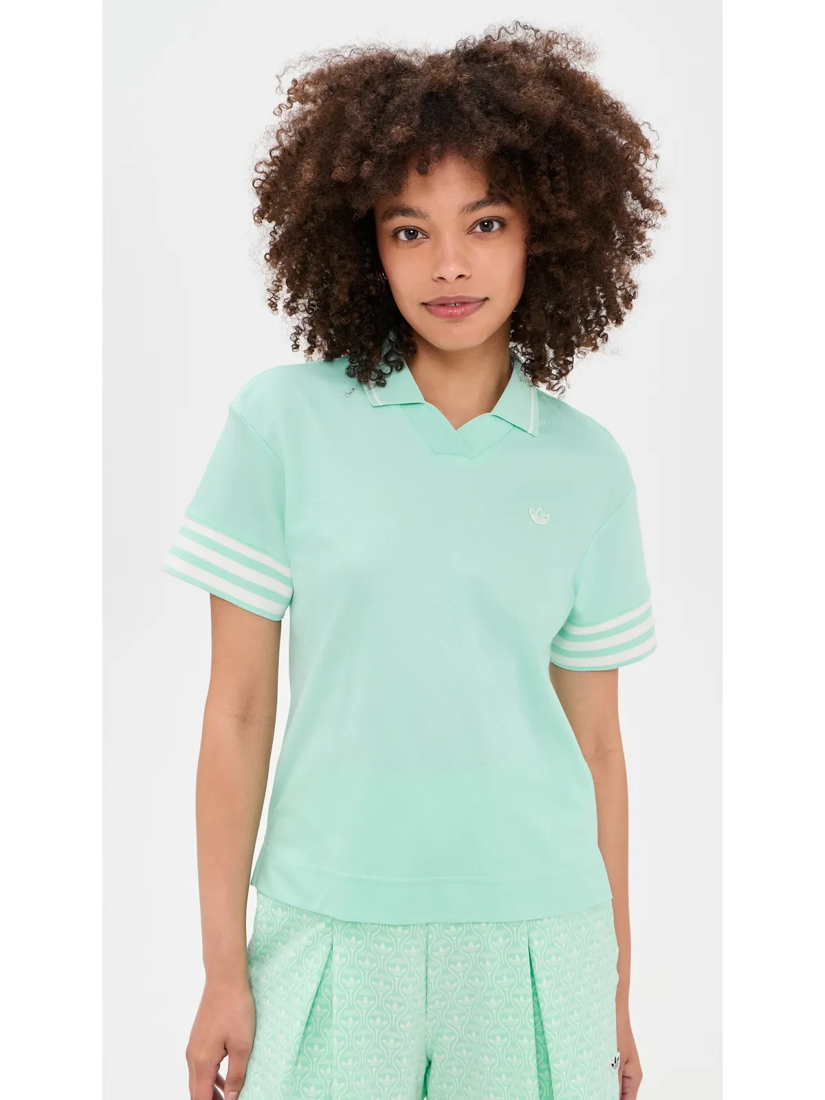 Adidas Golf 3ストライプポロシャツ クリアミント - 画像2