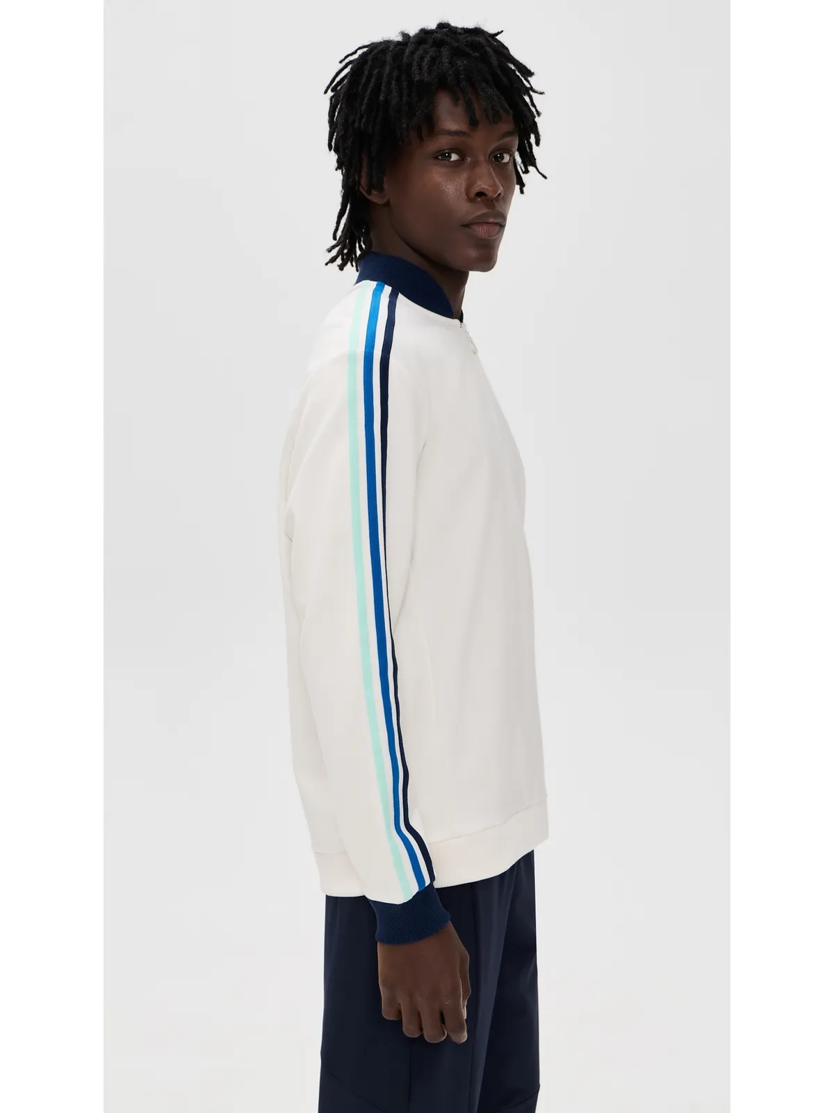 Adidas Golf オリジナルス 3ストライプ 1/4ジップ チャークホワイト/ナイトインディゴ メンズ - 画像4