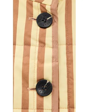 Avec Les Filles ボックスキルテッドジャケット（パッチポケット付き、Butter/Natural Stripe） - サムネイル6