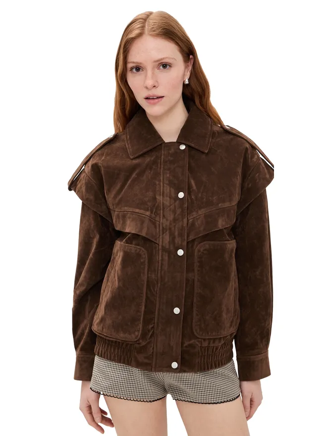Avec Les Filles Avec Les Filles フェイクスエード レイヤード ボンバー ジャケット ブラウンの商品画像