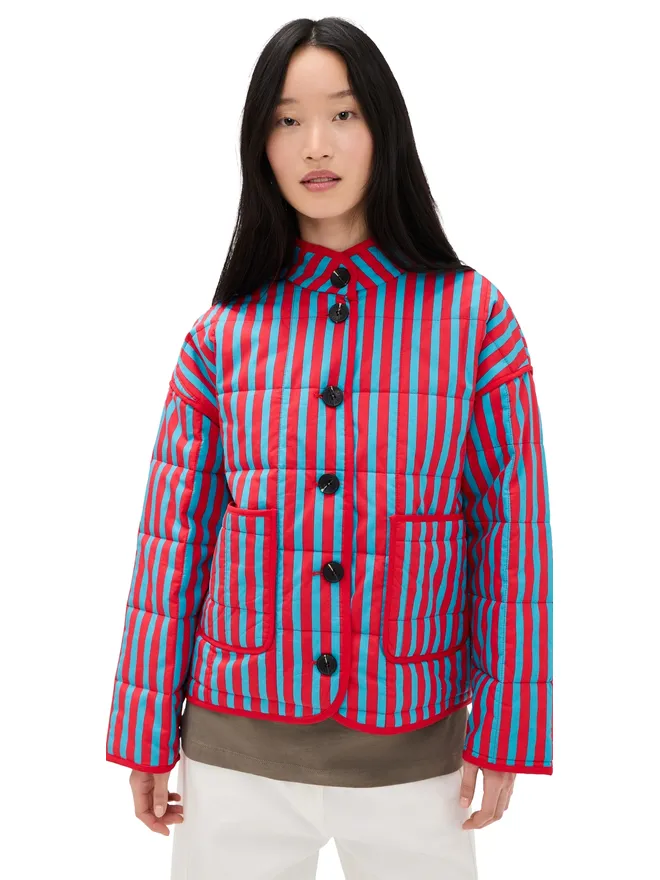 Avec Les Filles Avec Les Filles ボックスキルテッドジャケットの商品画像