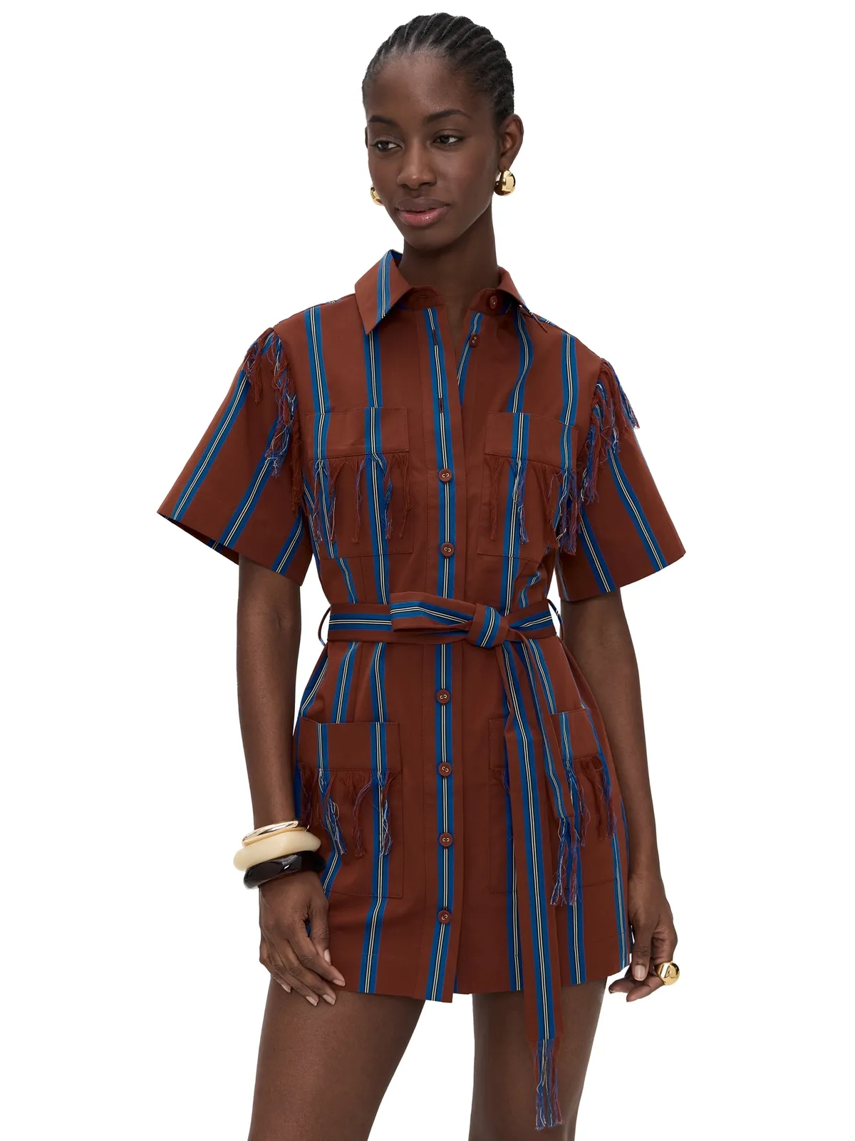 ALÉMAIS Noura Fringe Mini Dress Stripe - 画像1